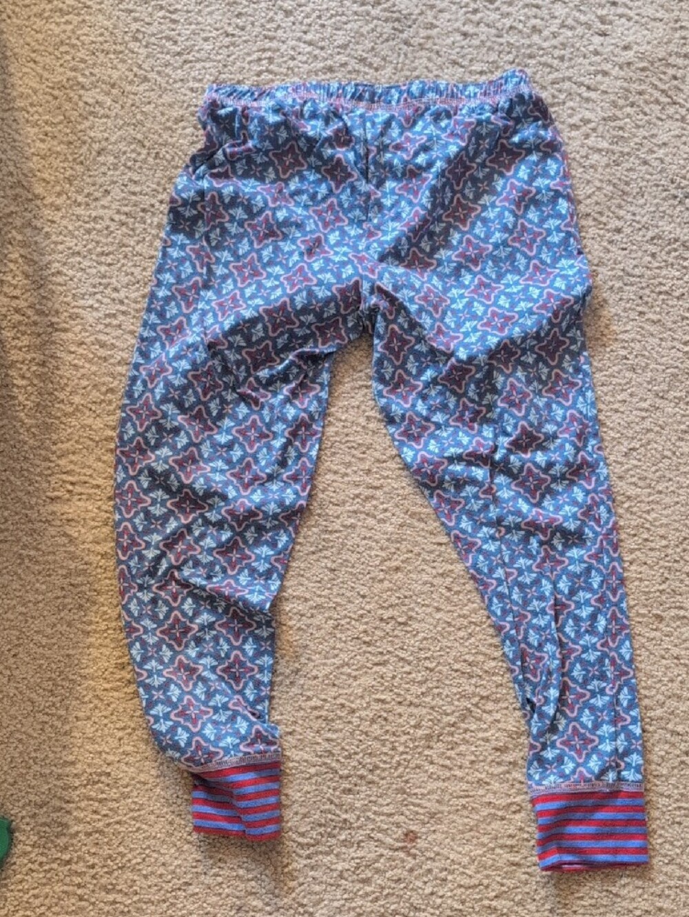 Matilda Jane Blue Geometric Lounge Pants with Red-Striped Cuffs - Picture 4 of 4